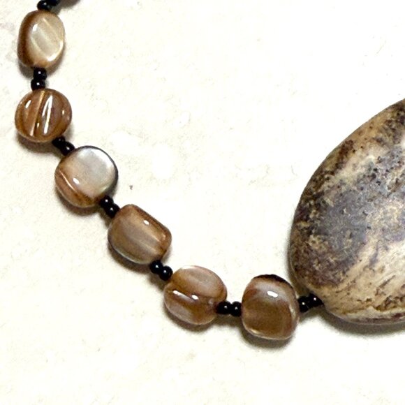 2/$20, Genuine Gemstone Earthy Brecciated Jasper & Mother of Pearl Bracelet - Picture 5 of 9